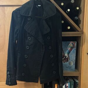 ASOS Black Double-Breasted Pea Coat